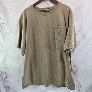 Carhartt T Shirt Mens 2XL Tan Brown Beige Pocket Original Fit Short Sleeve K87